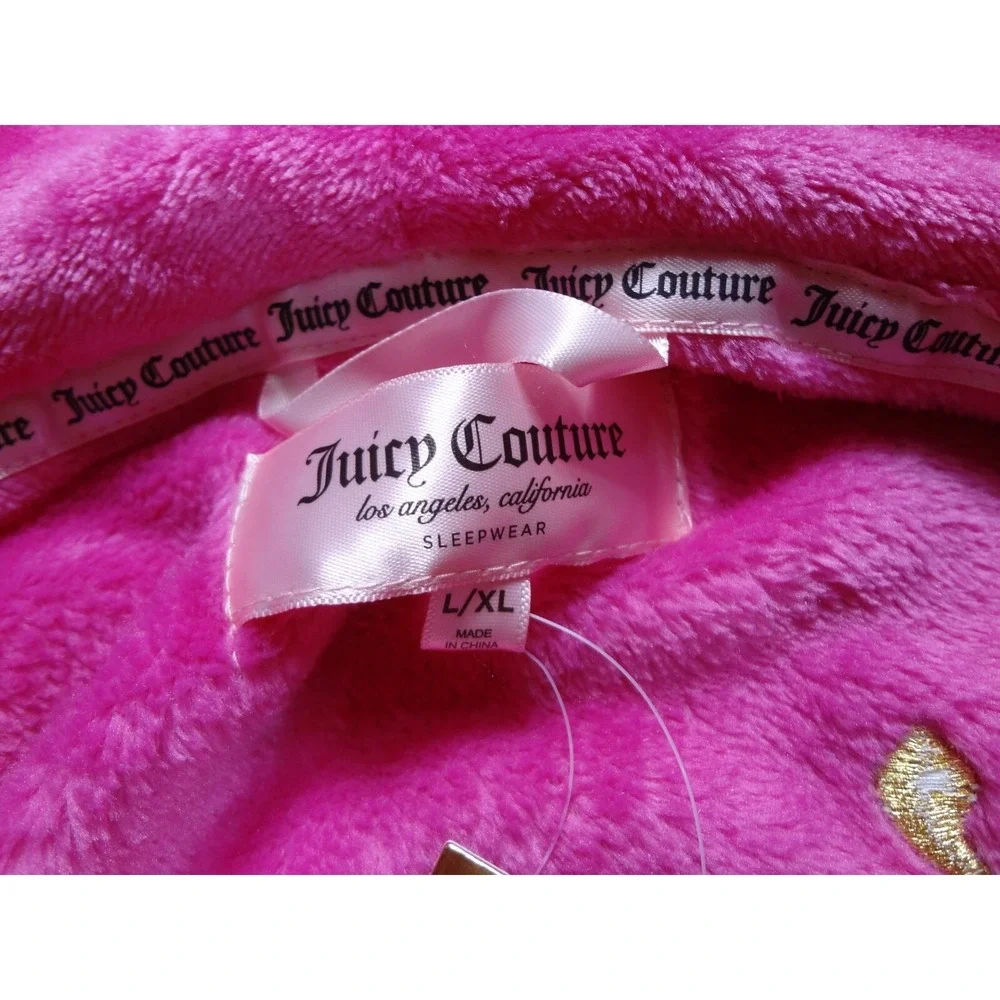 NEW Juicy Couture Luxe Soft Plush Robe Size L/XL Pink Pockets 36